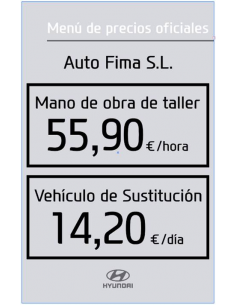Menú de precios